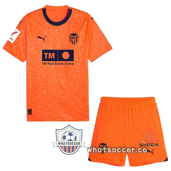 Valencia CF Kids Third Soccer Jerseys Orange 2023-2024