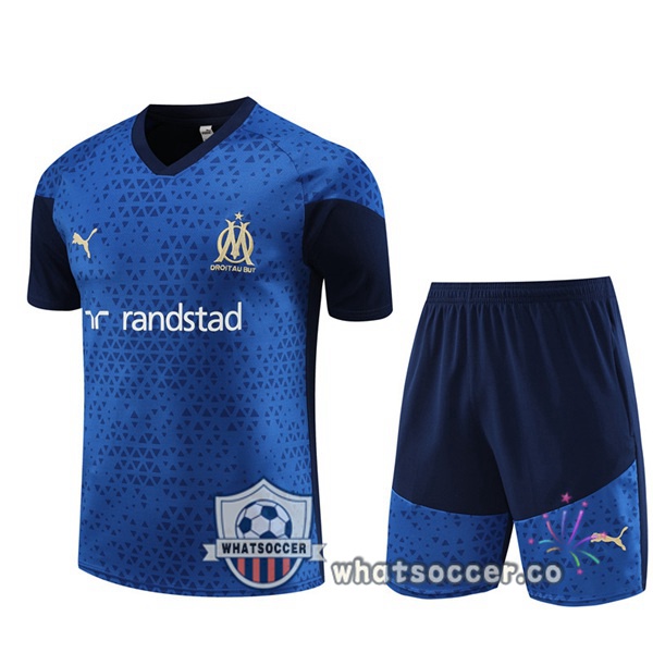 Olympique de Marseille Training T-Shirts + Shorts Blue Royal 2023-2024