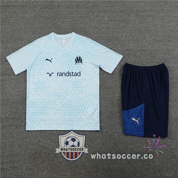 Olympique de Marseille Training T-Shirts + Shorts Blue 2023-2024