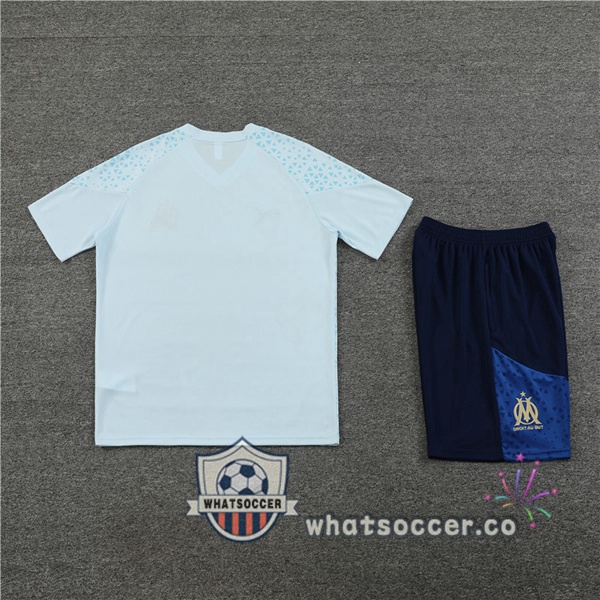 Olympique de Marseille Training T-Shirts + Shorts Blue 2023-2024