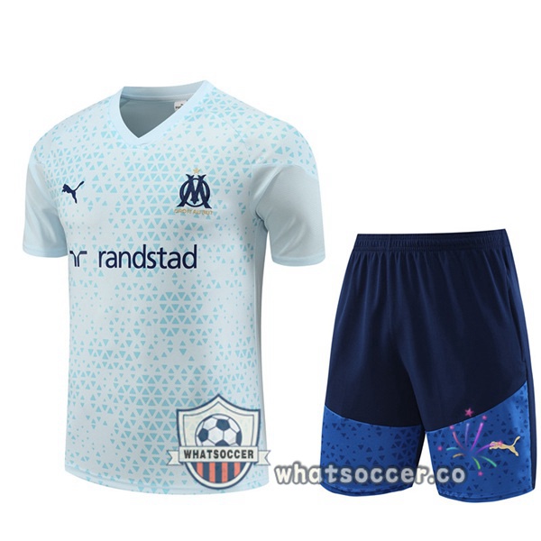 Olympique de Marseille Training T-Shirts + Shorts Blue 2023-2024