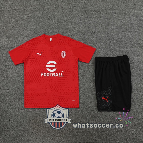 AC Milan Training T-Shirts + Shorts Red 2023-2024