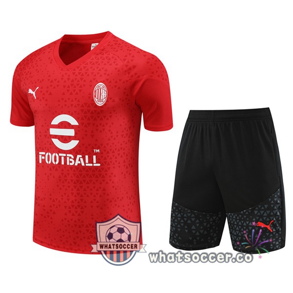 AC Milan Training T-Shirts + Shorts Red 2023-2024