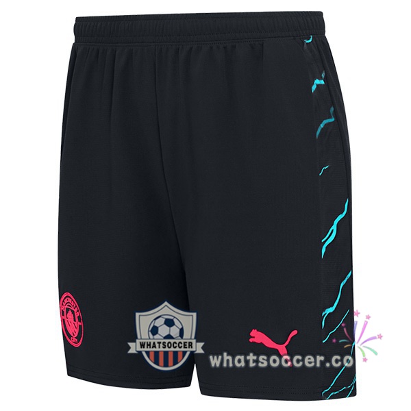 Manchester City Third Soccer Shorts Blue Black 2023-2024