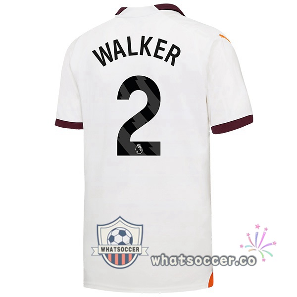 Manchester City (Kyle Walker 2) Away Soccer Jerseys White 2023-2024