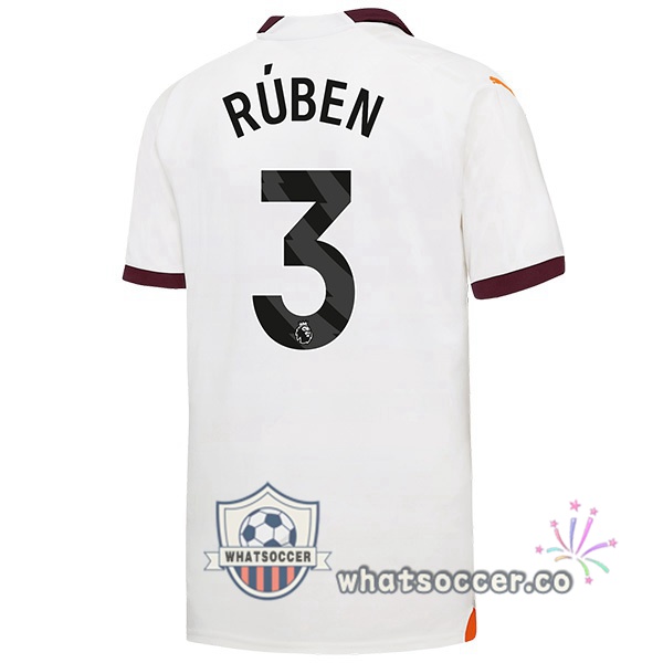 Manchester City (Ruben Dias 3) Away Soccer Jerseys White 2023-2024