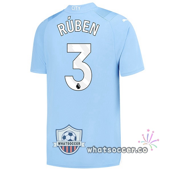 Manchester City (Ruben Dias 3) Home Soccer Jerseys Blue 2023-2024
