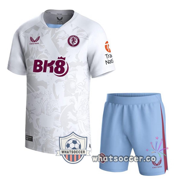 Aston Villa Kids Away Soccer Jerseys White 2023-2024