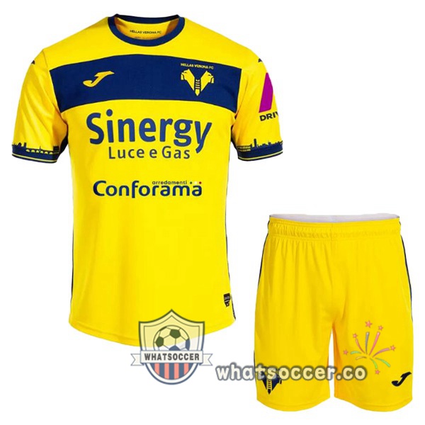 Hellas Verona Kids Away Soccer Jerseys Yellow 2023-2024