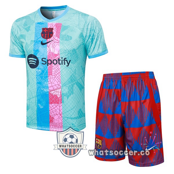 FC Barcelona Training T-Shirts + Shorts Blue 2023-2024
