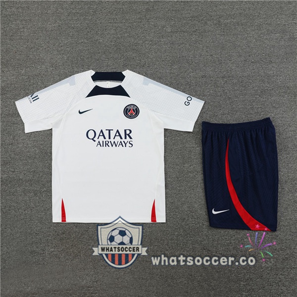 Paris PSG Training T-Shirts + Shorts White 2023-2024