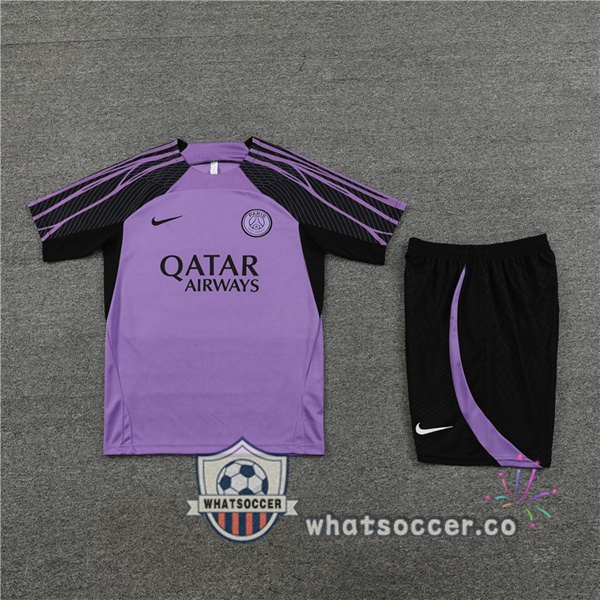 Paris PSG Training T-Shirts + Shorts Purple 2023-2024