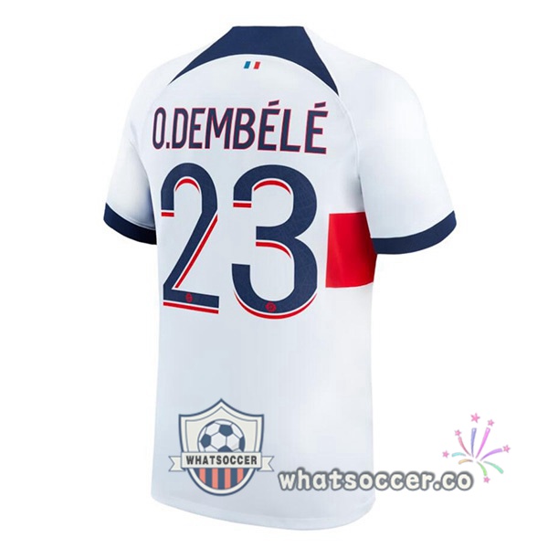 Paris PSG (O.Dembélé 23) Away Soccer Jerseys White 2023-2024