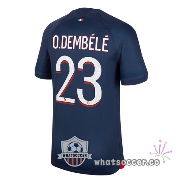 Paris PSG (O.Dembélé 23) Home Soccer Jerseys Blue Royal 2023-2024