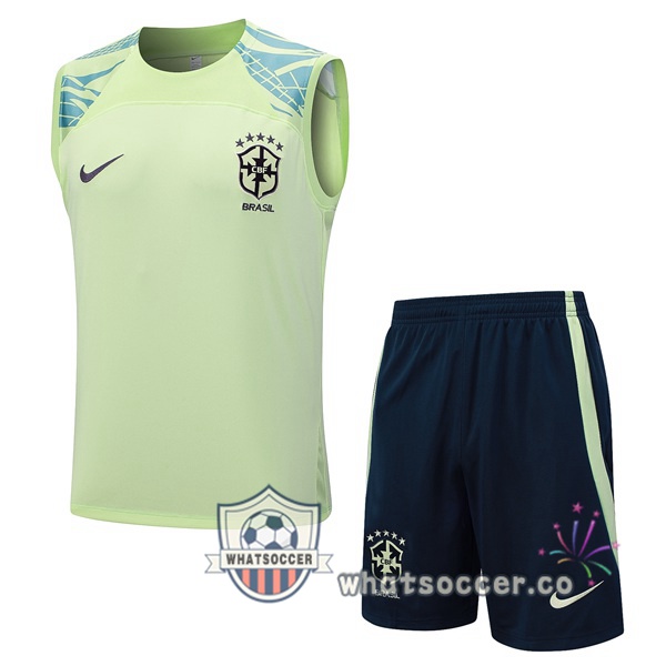 Brazil Soccer Vest + Shorts Blue Green 2023-2024