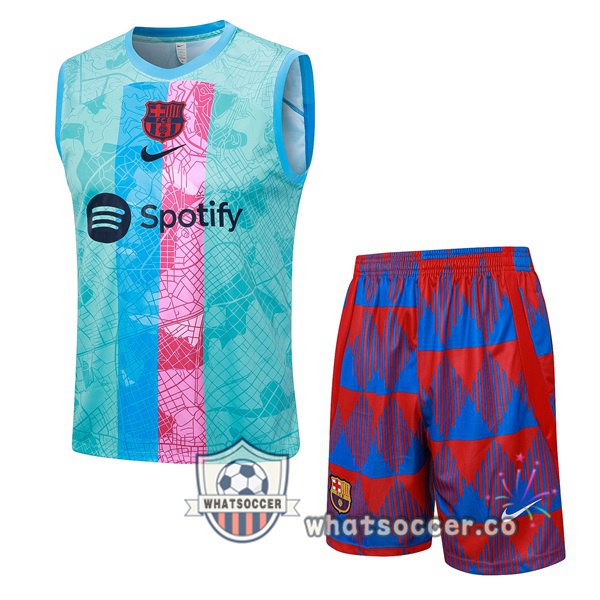 FC Barcelona Soccer Vest + Shorts Green 2023-2024