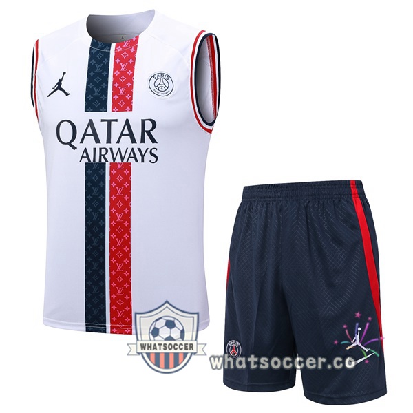 Paris PSG Soccer Vest + Shorts White 2023-2024