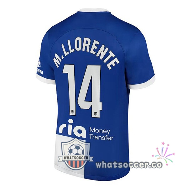 Atletico Madrid (M. Llorente 14) Away Soccer Jerseys Blue 2023-2024