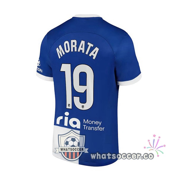 Atletico Madrid (Morata 19) Away Soccer Jerseys Blue 2023-2024