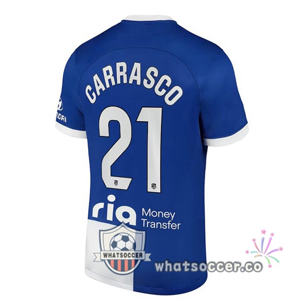 Atletico Madrid (Carrasco 21) Away Soccer Jerseys Blue 2023-2024