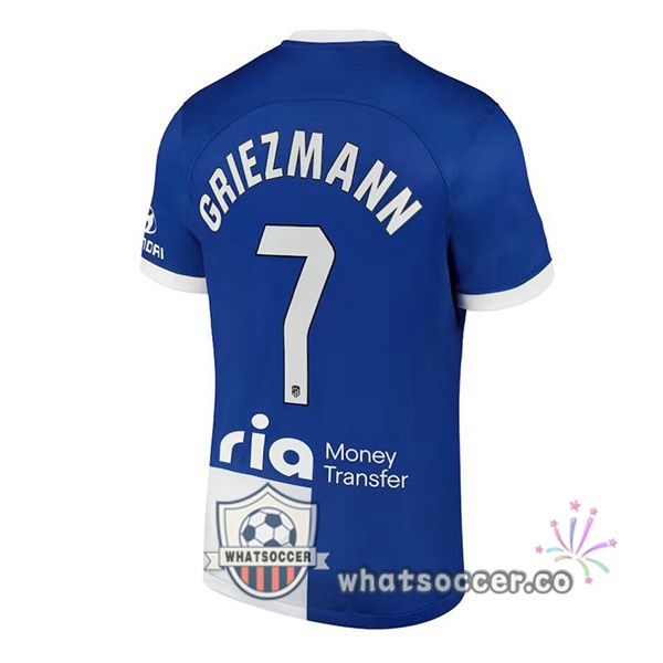 Atletico Madrid (Griezmann 7) Away Soccer Jerseys Blue 2023-2024