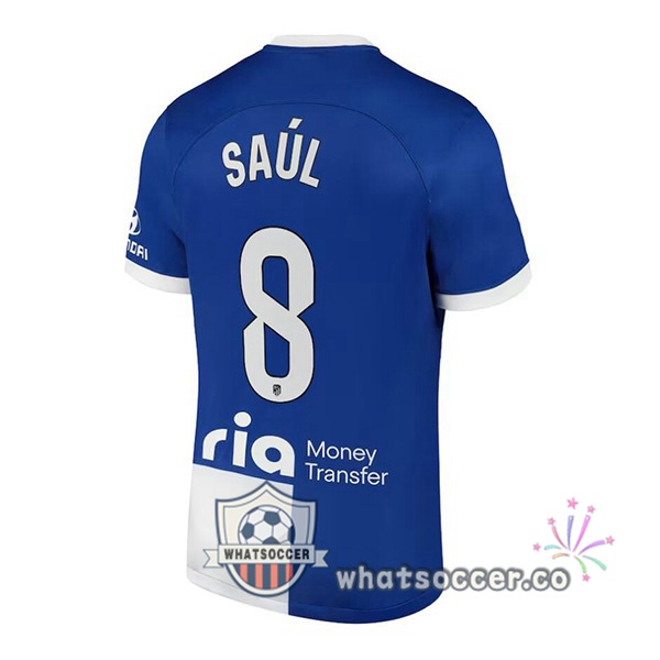 Atletico Madrid (Saúl 8) Away Soccer Jerseys Blue 2023-2024