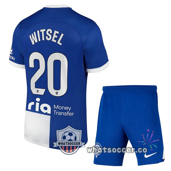 Atletico Madrid (Witsel 20) Kids Away Soccer Jerseys Blue 2023-2024