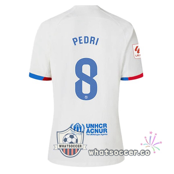 FC Barcelona (PEDRI 8) Away Soccer Jerseys White 2023-2024