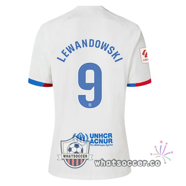 FC Barcelona (LEWANDOWSKI 9) Away Soccer Jerseys White 2023-2024