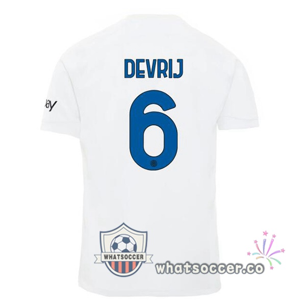 Inter Milan (DE VRIJ 6) Away Soccer Jerseys White 2023-2024