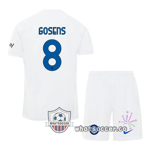 Inter Milan (GOSENS 8) Kids Away Soccer Jerseys White 2023-2024