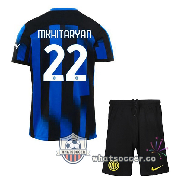Inter Milan (MKHITARYAN 22) Kids Home Soccer Jerseys Blue 2023-2024