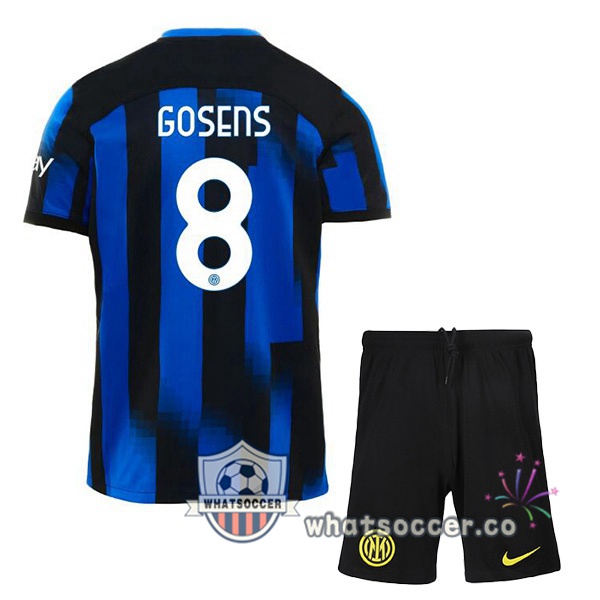 Inter Milan (GOSENS 8) Kids Home Soccer Jerseys Blue 2023-2024