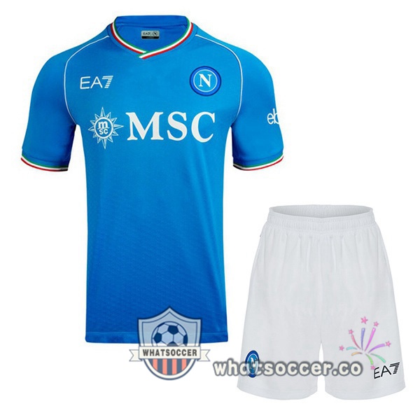 SSC Napoli Kids Home Soccer Jerseys Blue 2023-2024