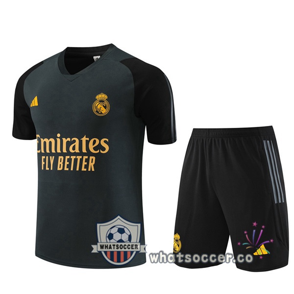 Real Madrid Training T-Shirts + Shorts Gray 2023-2024