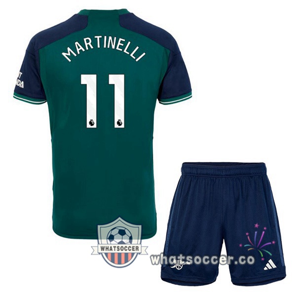 Arsenal (MARTINELLI 11) Kids Third Soccer Jerseys Green 2023-2024