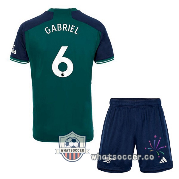 Arsenal (GABRIEL 6) Kids Third Soccer Jerseys Green 2023-2024