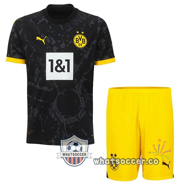 Dortmund BVB Kids Away Soccer Jerseys Black 2023-2024