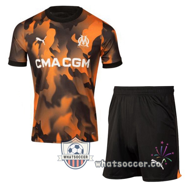 Olympique de Marseille Kids Third Soccer Jerseys Black Yellow 2023-2024