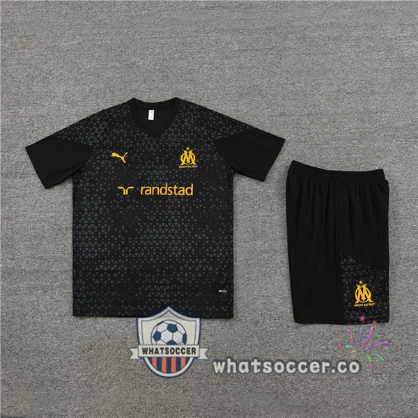 Olympique de Marseille Training T-Shirts + Shorts Black 2023-2024