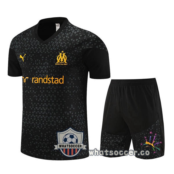 Olympique de Marseille Training T-Shirts + Shorts Black 2023-2024