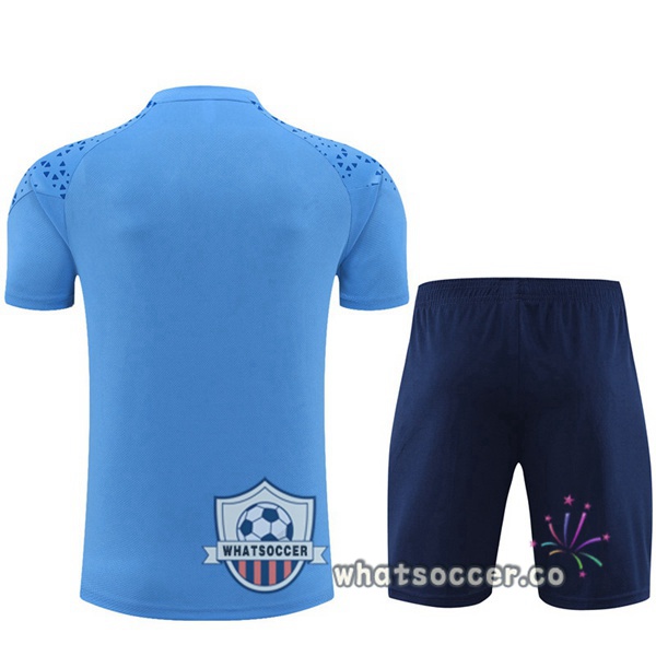 Manchester City Training T-Shirts + Shorts Blue 2023-2024