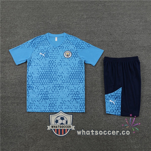 Manchester City Training T-Shirts + Shorts Blue 2023-2024