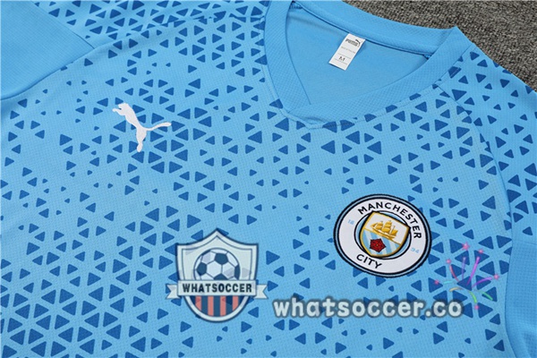 Manchester City Training T-Shirts + Shorts Blue 2023-2024