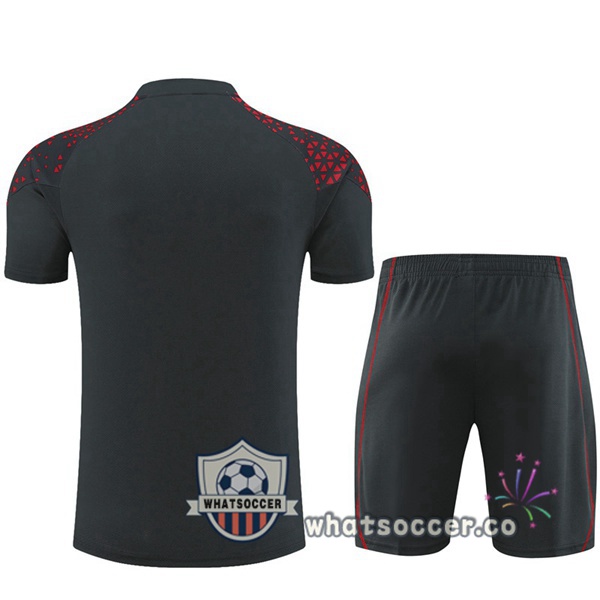 Manchester City Training T-Shirts + Shorts Red Black 2023-2024