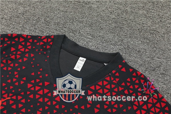 Manchester City Training T-Shirts + Shorts Red Black 2023-2024