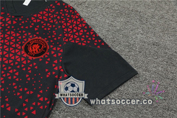 Manchester City Training T-Shirts + Shorts Red Black 2023-2024