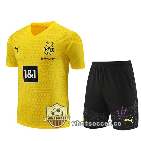 Dortmund BVB Training T-Shirts + Shorts Yellow 2023-2024