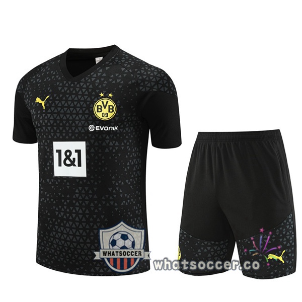 Dortmund BVB Training T-Shirts + Shorts Black 2023-2024