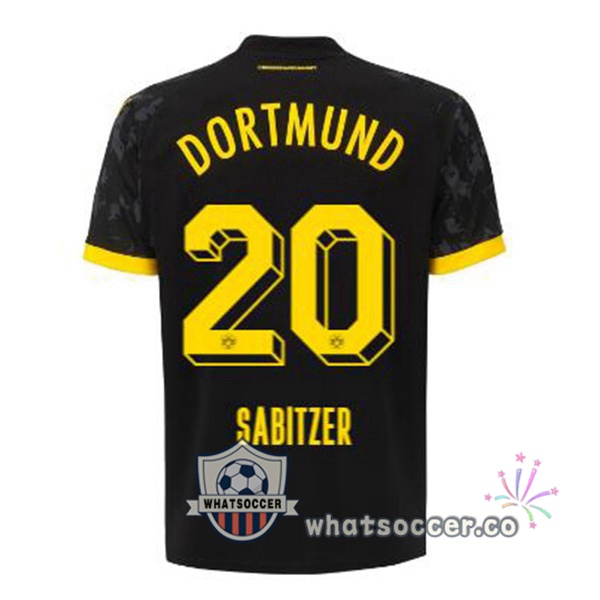 Dortmund BVB (Sabitzer 20) Away Soccer Jerseys Black 2023-2024